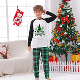 Family Matching Home Suit Christmas Plaid Patchwork Printed Pajamas