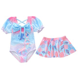 Kid Girl One Piece Long Sleeved Split Trendy Swimsuit