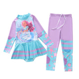 Kid Girls One-piece Long Conservative Swimsuit