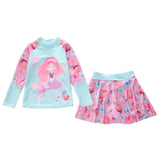 Kid Girl Split Sun Proof Long Sleeved Sports Net Swimsuits