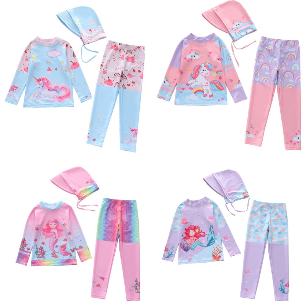 Kid Girls Split Long-sleeved Surfing Swimsuit