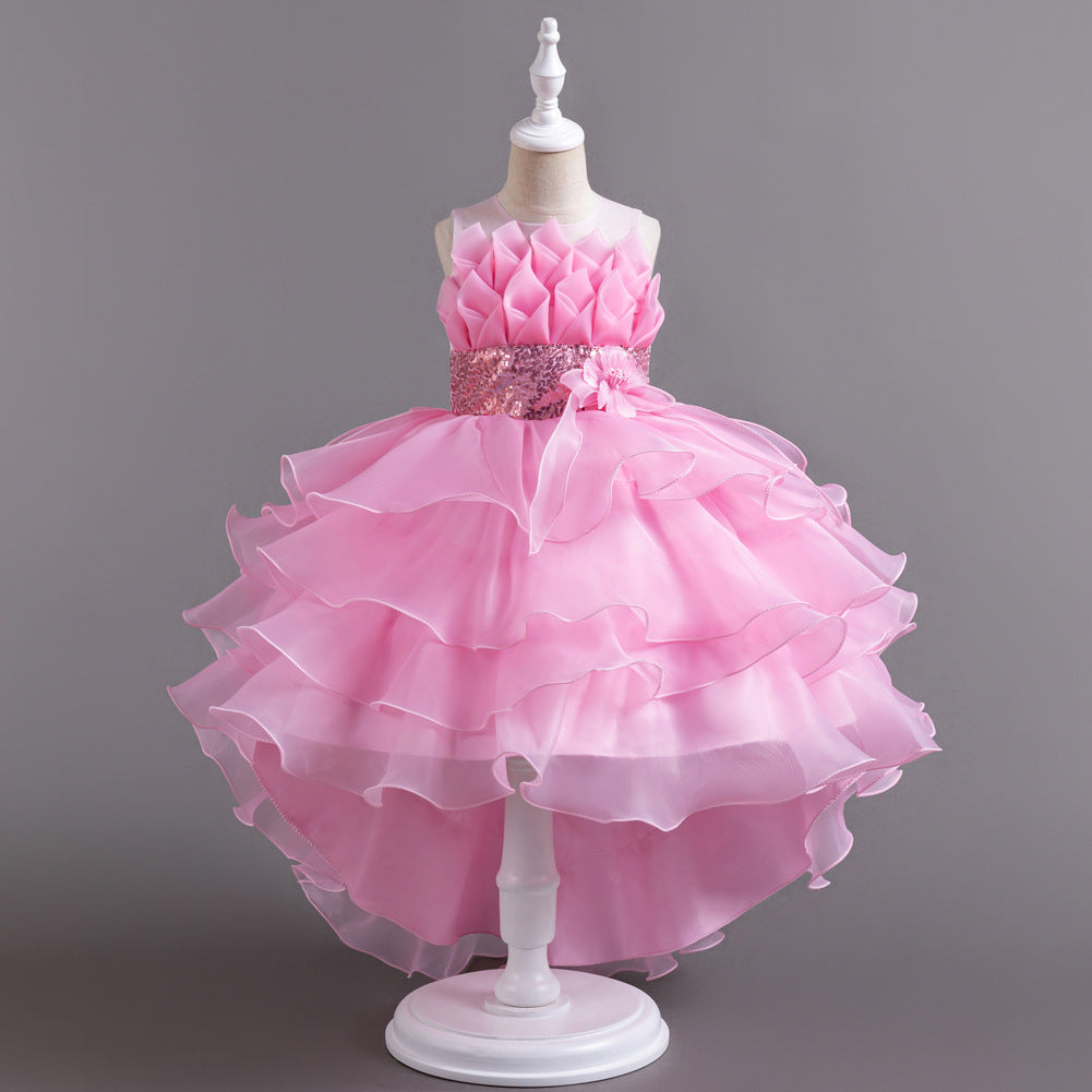 Kid Girls Formal Flower Organza Cake Princess Dresses