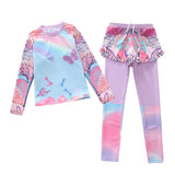 Kid Girl Split Long-sleeved Conservative Sun Protection Swimsuit