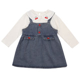 Kid Baby Girls Cherry Cowboy Suspenders Casual 2 Pcs Sets