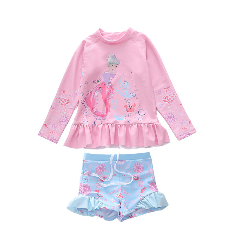 Kid Girl Split Three-dimensional Lotus Leaf Swimsuit