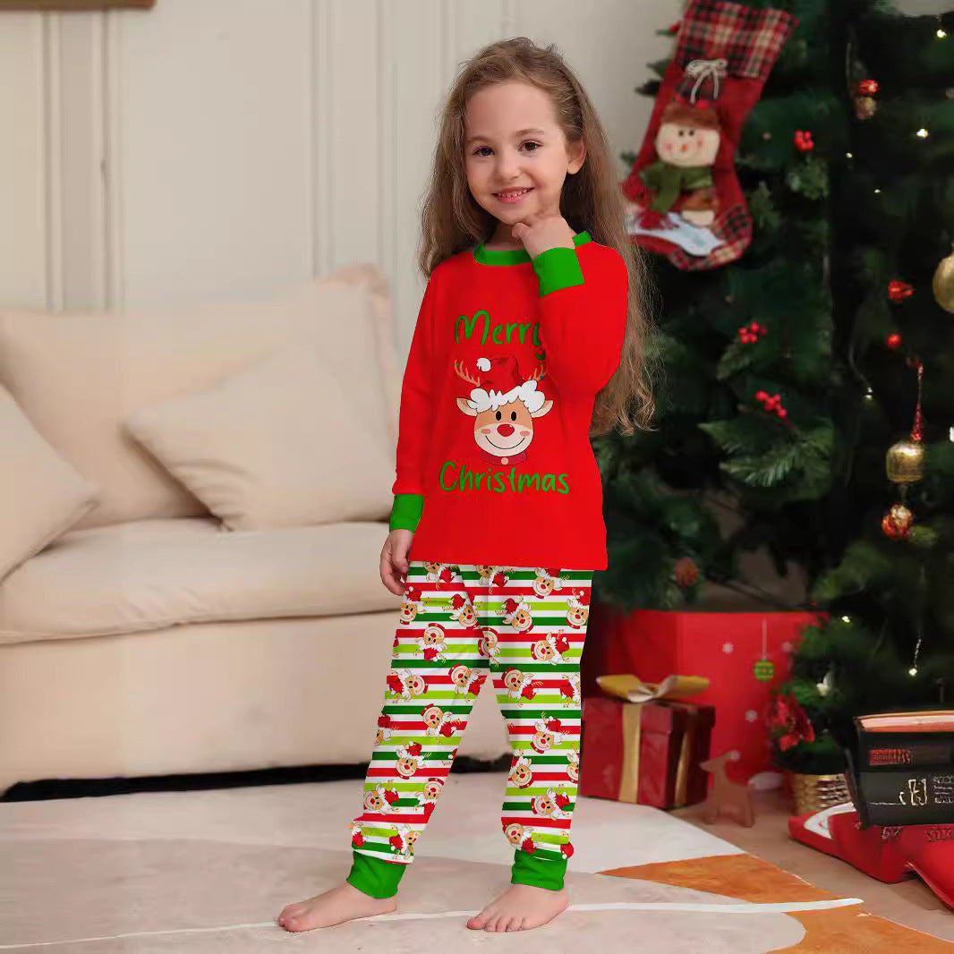 Family Matching Christmas Deer Head Printing Pajamas