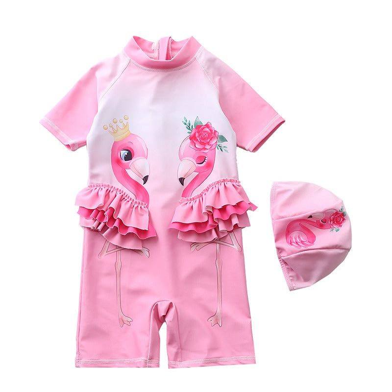 Baby Girl One-piece Flamingos Swimsuits