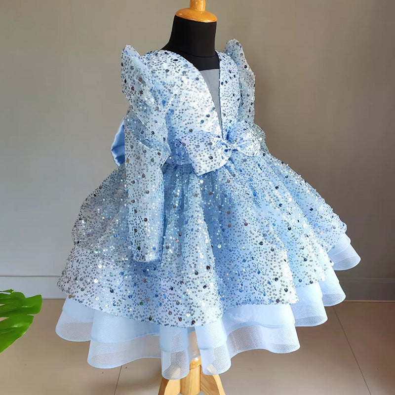 Kid Girl Fluffy Gauze Flower Girl Catwalk Princess Dresses