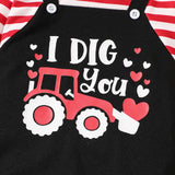 Baby Cute Valentine's Day Tractor Printed Jumpsuit Rompers