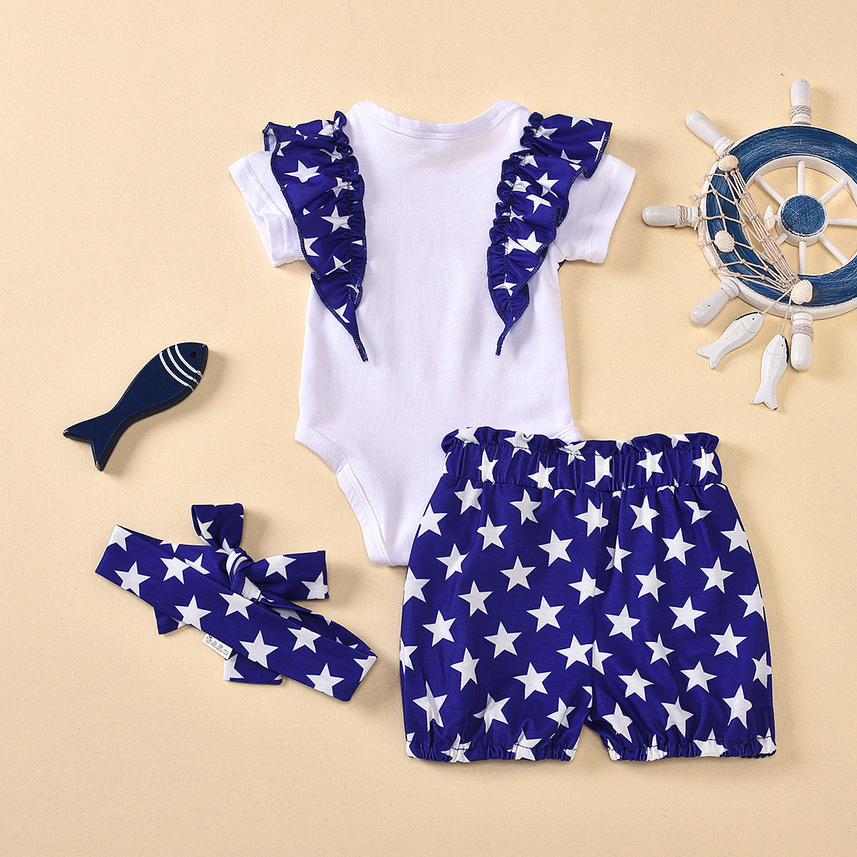 Baby Girl Stars Independence Day Shorts Set
