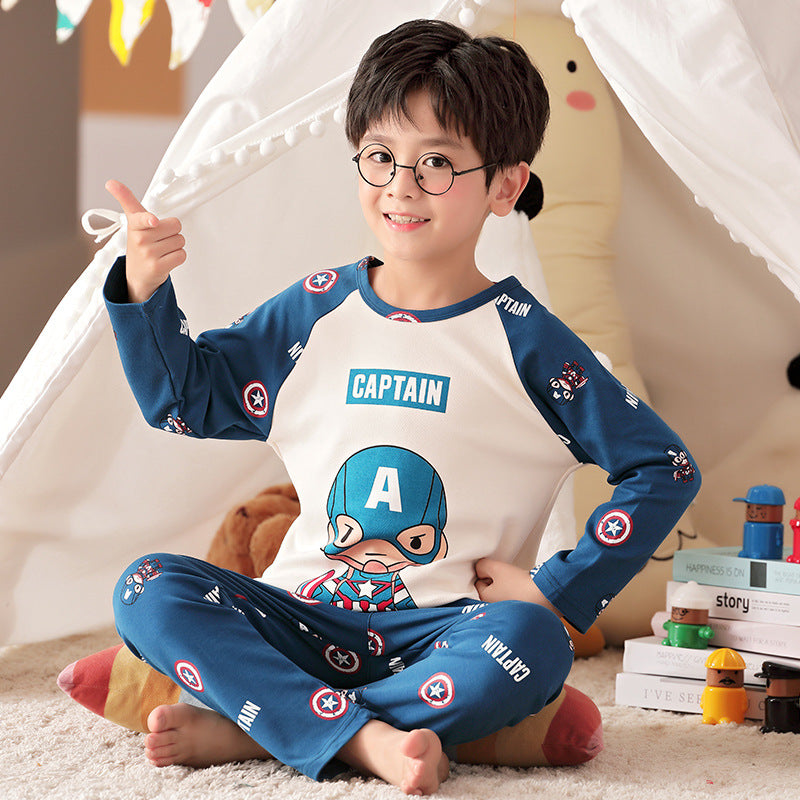 Kid Baby Boy Cartoon Spring Autumn Long Sleeved Pure Cotton Pajamas