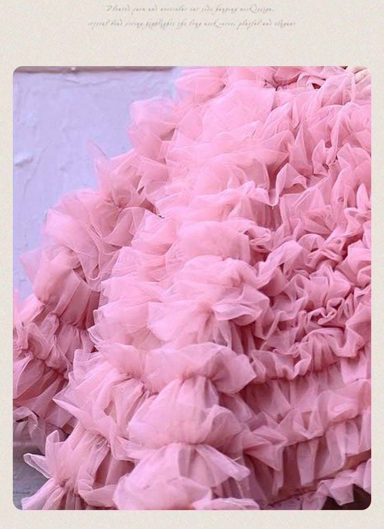 Kid Baby Girls Catwalk Princess Flower Appliqué Cake Dresses