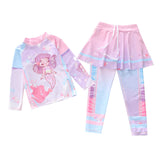 Kid Girl Split Long Sleeved Beach Sun Proof Swimsuit