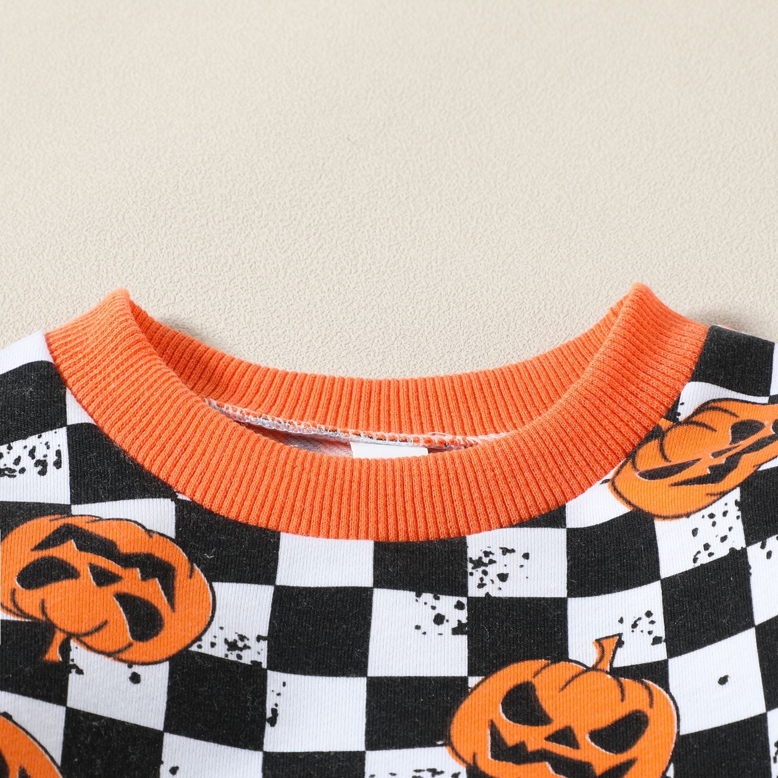 Baby Boy Halloween Checkerboard Pumpkin Suit 2 Pcs Set
