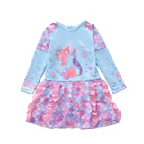 Kid Girl One-piece Long Sleeve Sunscreen Beach Surfing Mermaid Swimsuit