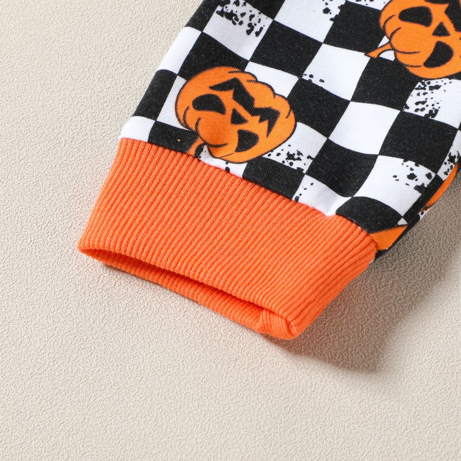 Baby Boy Halloween Checkerboard Pumpkin Suit 2 Pcs Set