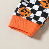 Baby Boy Halloween Checkerboard Pumpkin Suit 2 Pcs Set