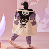 Kid Girls Flannel Thickened Coral Velvet Autumn Winter Pajamas Suits