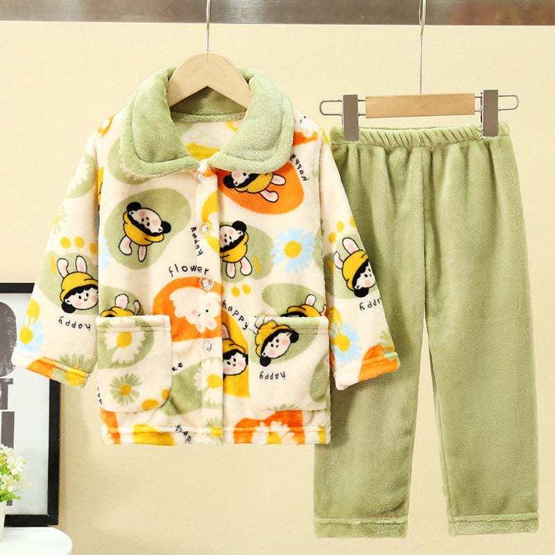 Kid Baby Boy Girl Flannel Pajamas Home Pajamas