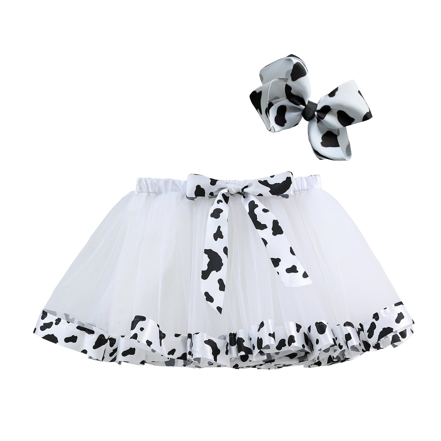 Kid Girls Lined Cartoon Cow Zebra Skirts