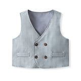 Kid Baby Boy Double-breasted British Performance Suit 4 Pcs Sets