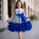 Kid Girl Formal Bow Tie Flower Wedding Evening Dress