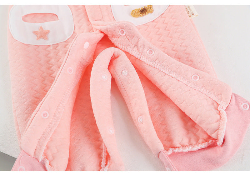 Baby Autumn Winter Cotton Three-layer Warm One-piece Thickened Rompers