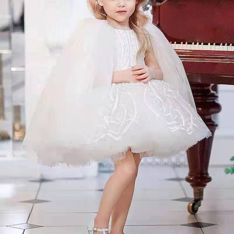 Kid Girl First Birthday Princess High-end Winter Flower Dresses