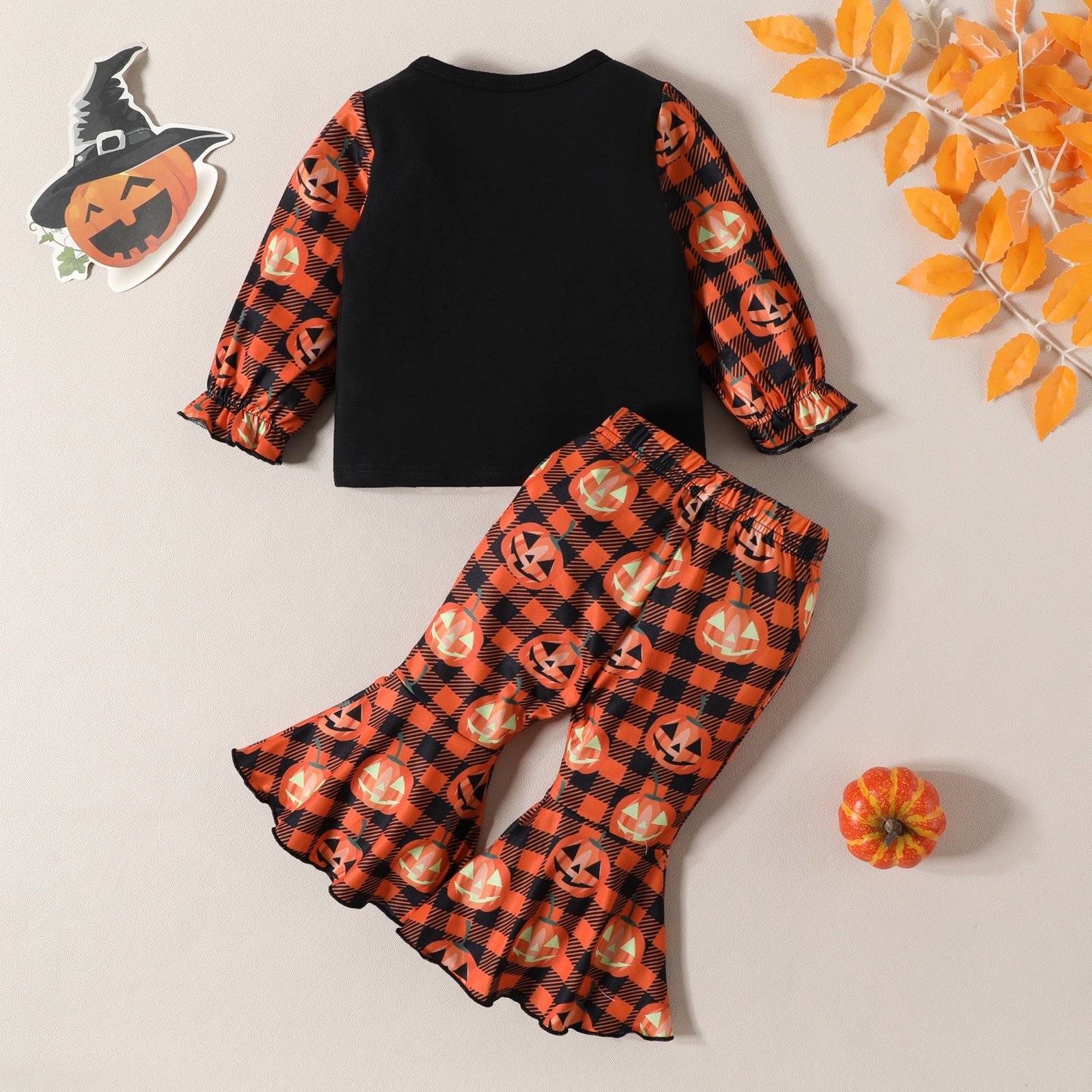 Baby Boy Girl Halloween Printed Bell Bottoms 2 Pcs Set