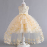 Kid Girl Princess Sleeveless Puffy Flower Wedding Stage Performance Dress