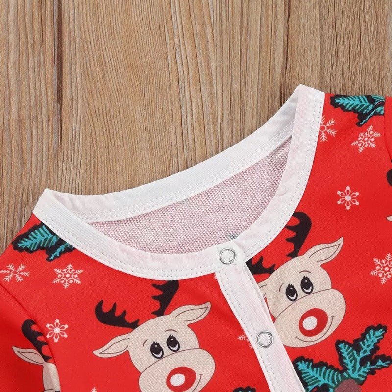Baby Girl Boy Christmas Print Jumpsuit Rompers Dress 2 Pcs