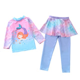 Kid Girl Split Long Sleeved Beach Sun Proof Swimsuit