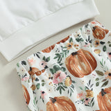 Halloween Infant Toddler Girl Letter Long Sleeve Pumpkin Print 2 Pcs Sets