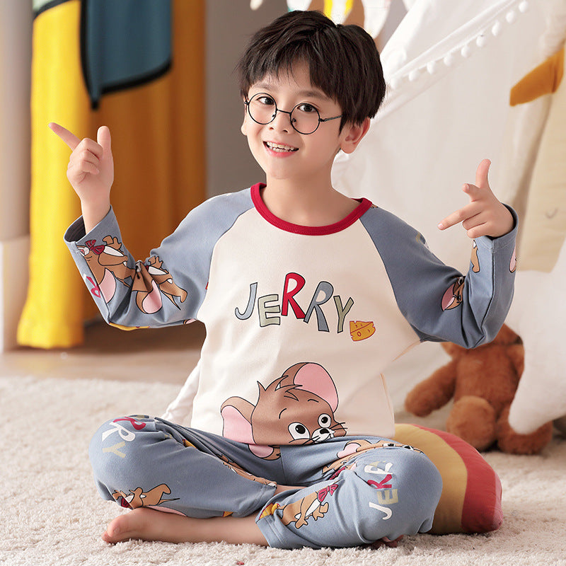 Kid Baby Boy Cartoon Spring Autumn Long Sleeved Pure Cotton Pajamas