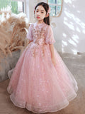 Kid Girl Trendy Flower Wedding Host Piano Performance Dress
