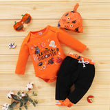 Happy Halloween Baby Pumpkin Print Lettering Harmonic 2 Pcs Set