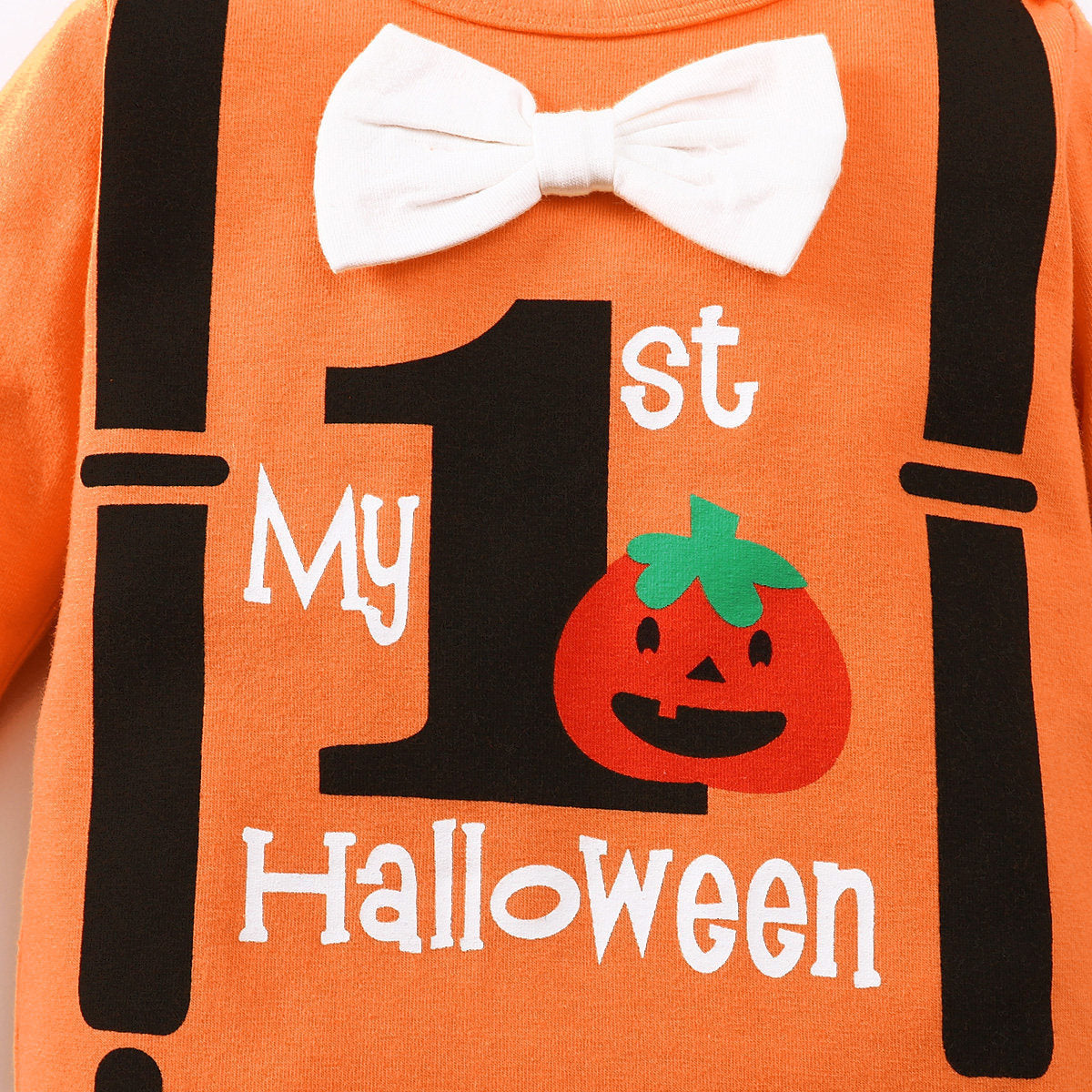 Halloween Baby Boys Preschool Printed Long Sleeve Pumpkin 3 Pcs Set