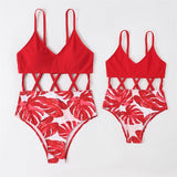 Family Matching One-Piece Mommy and Daughter Bathing Swimsuits