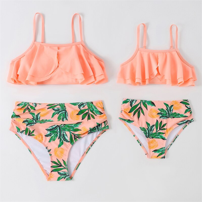 Family Matching One-Piece Mommy and Daughter Bathing Swimsuits