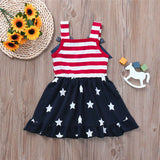 Baby Girl 4th of July Sleeveless Striped Independence Day Dress