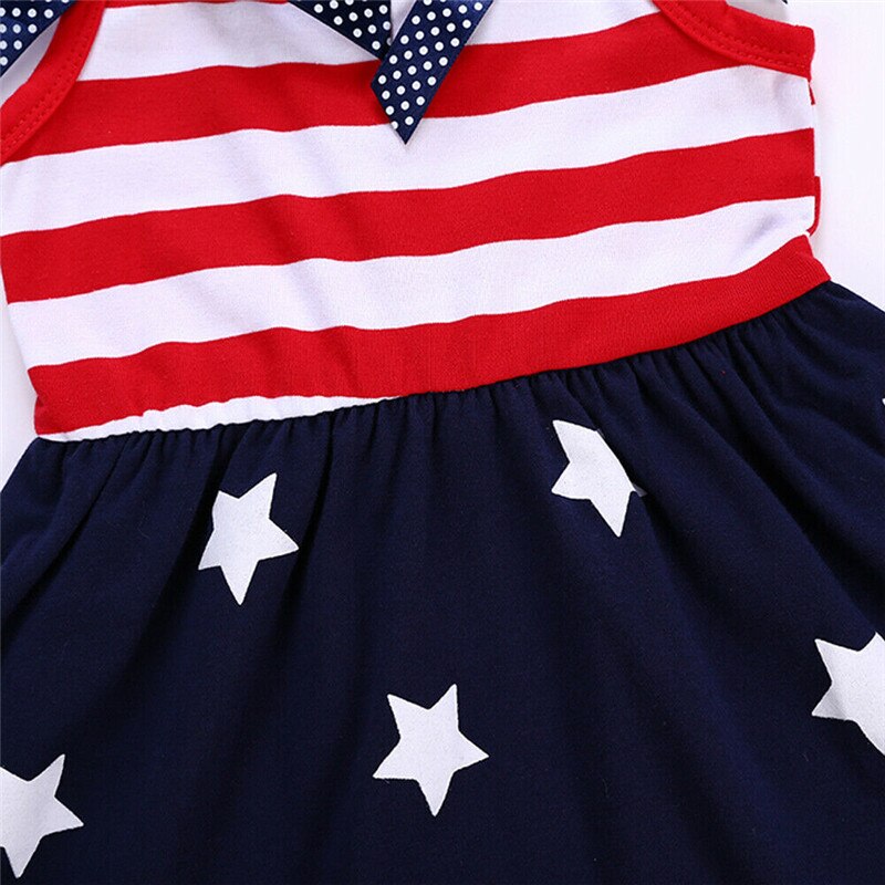 Baby Girl 4th of July Sleeveless Striped Independence Day Dress