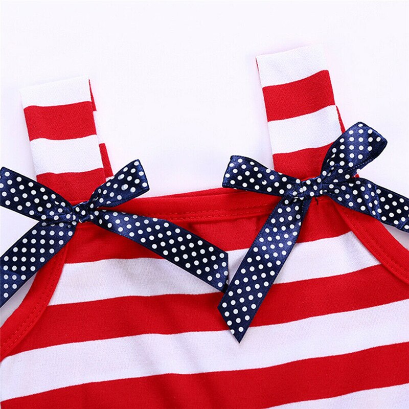 Baby Girl 4th of July Sleeveless Striped Independence Day Dress