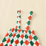 Baby Girl Christmas Red Long-sleeve Suspender 3 Pcs Sets