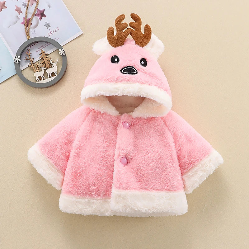 Baby Girl Christmas 3D Deer Long-sleeve Coats Tops