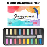 Colors Pigment for Watercolor Painting with Paint Brush&Watercolor Paper Painting Set