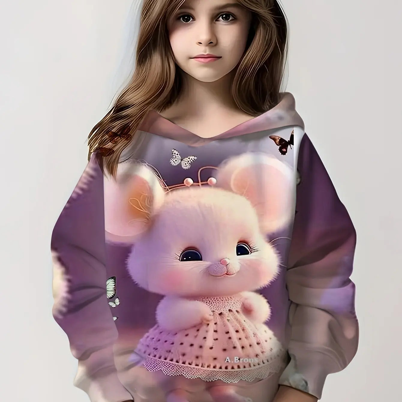 2-12Y Kids Girl  Long Sleeve Cute Hoodies