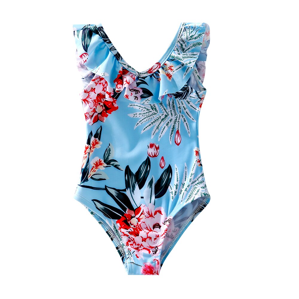 Family Matching Mother Kids Swimsuit Print Swimwear