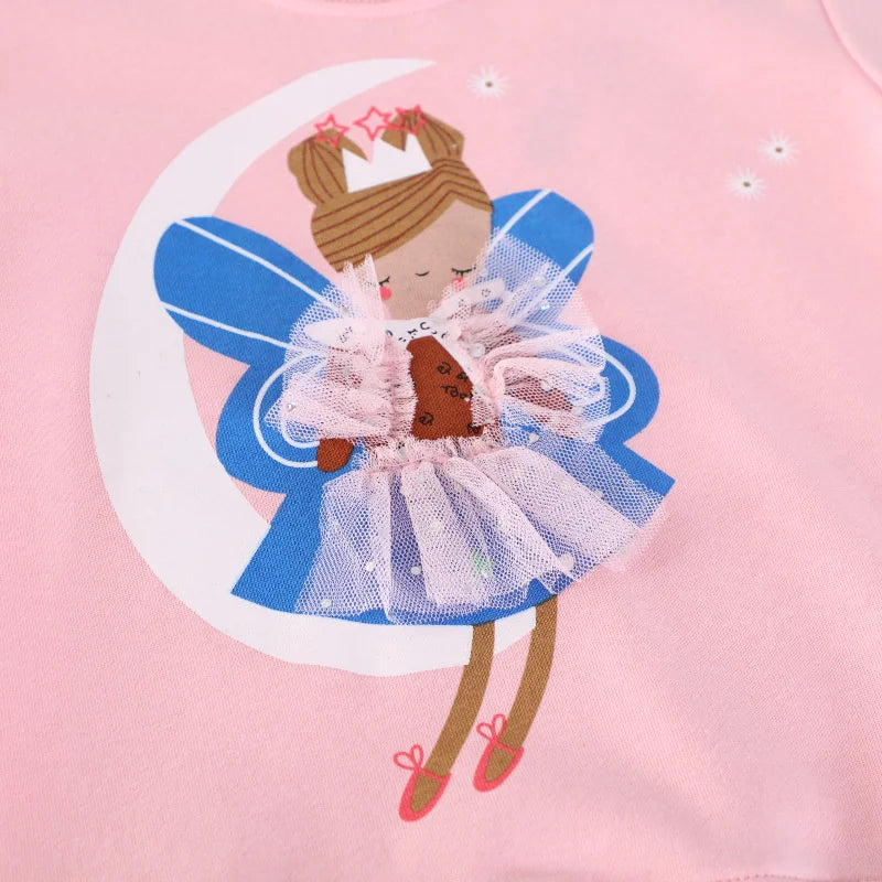 2-7T Fairy Tale Girls Sweatshirts Autumn Spring Long Sleeve Hooded Shirts
