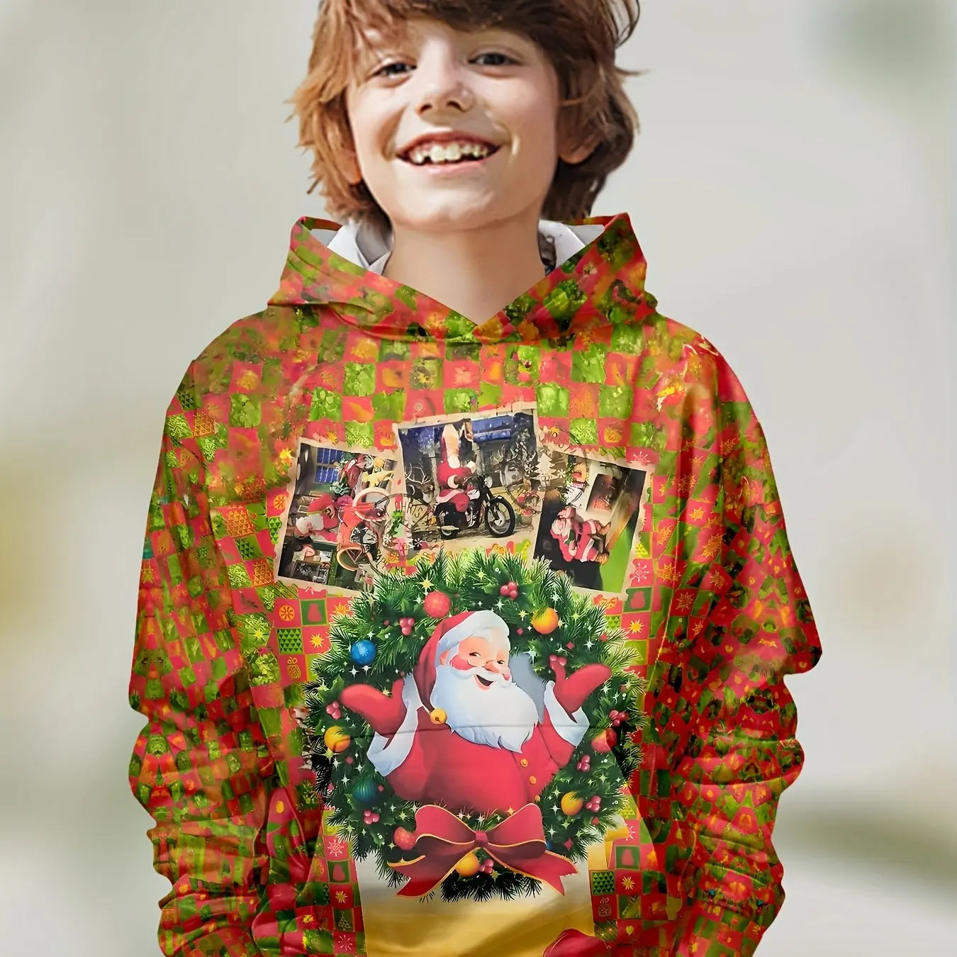2-12Y Kids Boys Long Sleeve 3D Christmas Print Spring Fall Hoodie
