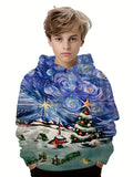 2-12Y Kids Boys Long Sleeve 3D Christmas Print Spring Fall Hoodie